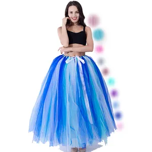 ecowalson 100CM Long Tutu Tulle Skirt A Line Floor Length Tulle Party Evening Skirt Wedding Ball Gown Skirt