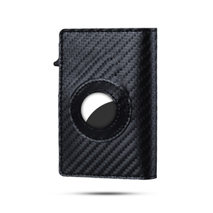 Dropshipping Carbon Fiber Leather Tracker Aluminum Mini Business Credit Card Holder RFID Blocking Zipper Closure Minimalist - Product Image 1