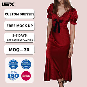 Vestidos de Verano de Lujo para Mujer, Estilo Elegante y Moderno, con Logotipo Personalizado, Falda de Satén Estilo Shrug, Manga Corta, Midi - Product Image 2