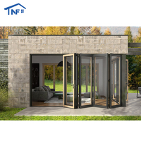 Cloison en verre pliante sans cadre en aluminium sur mesure, porte coulissante panoramique extérieure, porte accordéon moderne pliable