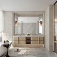 Meuble-lavabo flottant moderne en contreplaqué durable avec double vasque, écologique et luxueux pour salles de bain d'appartements, villas et maisons