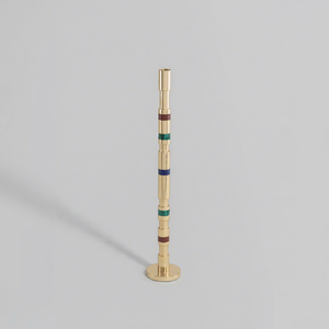 Delicate <b>Candle</b> <b>Stick</b> Holder with Colorful Inlay Bands for Home Decoration - Product Image 1