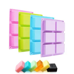 Không Độc Hại Silicone Xà Phòng Khuôn DIY Handmade Sô Cô La 6 Khoang Silicone Hình Chữ Nhật Brownie Baking Xà Phòng Làm Khuôn