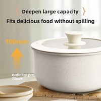 Ensemble de 5 ustensiles de cuisson antiadhésifs détachables style nordique avec couvercle en verre, casseroles et poêles en aluminium pour la cuisine domestique et la cuisinière, vente en gros