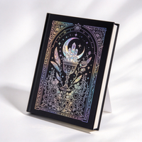 Carnet à couverture rigide gothique noir holographique, journal personnalisé avec estampage à chaud pour cadeau