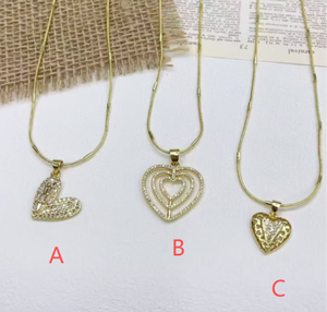 Collar con colgante de corazón chapado en oro de 18 quilates, delicado collar con circonita cúbica, joyería de moda para mujer, regalo de San Valentín. - Product Image 1