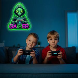 Enseigne au néon de console de jeu Extraterrestrials pour la décoration de la salle de jeu, décoration de la salle de jeu, néons personnalisés - Product Image 2
