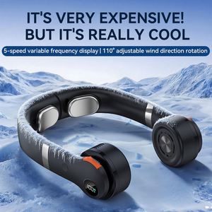 Ventilateur de cou portable à refroidissement par glace, 24000 mAh, autonomie de 24 h, 5 vitesses, avec écran LED, idéal pour le sport - Product Image 3