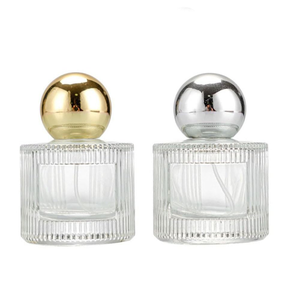 Flacon de parfum rond transparent d'origine usine avec surface de marquage à chaud, impression sérigraphique et pulvérisateur à pompe, type de scellage - Product Image 1