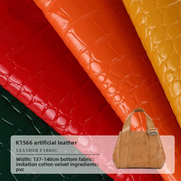 Cuir artificiel PVC grain crocodile brillant, imitation velours de coton, pour la fabrication de sacs à main et sacs fourre-tout pour femmes K1566