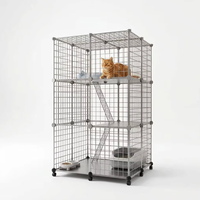 Cage pour chat pliable carrée de luxe écologique en fil de fer, style antique classique, enclos pour animaux de compagnie pour petits animaux, fermeture moderne à boutons