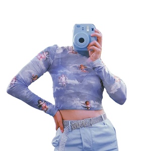 Nuovo Angelo di Stampa Della Maglia Crop Top A Maniche Lunghe Delle Donne Felpa Con Cappuccio Delle Donne - Product Image 2