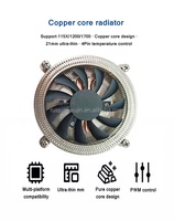 Refroidisseur liquide pour PC Ruiquan 75x12mm avec roulement hydrodynamique, 22dBA, 95W, caloduc, ventilateur de refroidissement pour processeur LGA115X 1200 17XX, GPU, boîtier d'ordinateur