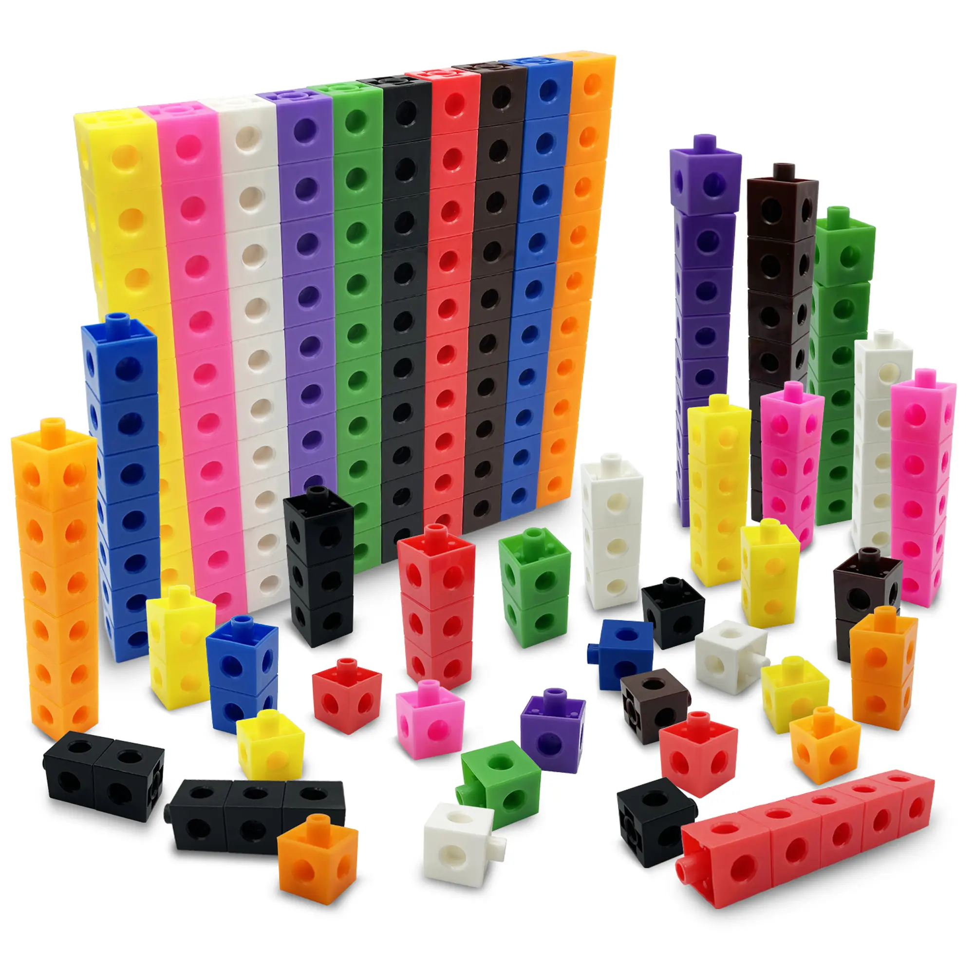 100 adet 10 renkler Multilink bağlama sayma küpleri yapış blokları öğretim matematik manipülatif çocuklar erken eğitim oyuncak
