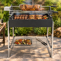Barbecue à charbon de bois Souvla de Chypre en acier inoxydable avec système de broche rotative réglable pour agneau, poulet et kebab