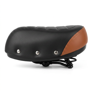 Selle large pour vélo électrique avec suspension à ressorts, en cuir PVC imperméable, coussin confortable pour vélo électrique, décor riveté, 30x21cm - Product Image 1