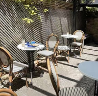 Chaises de salle à manger d'extérieur en rotin et métal imperméables pour jardin et restaurant, vente en gros directe d'usine 2025