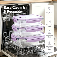 Contenants alimentaires en verre ronds de 1000 ml, 700 ml, 395 ml avec couvercles, hermétiques, compatibles micro-ondes, pour la préparation des repas