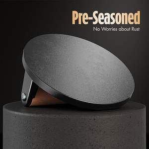 Prensa para Smash Burgers de Hierro Fundido Precurado, Prensa para Hamburguesas de 2 lb, Herramienta Resistente para Prensar Carne y Tocino para Parrilla con Mango de Madera - Product Image 3