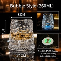 Verre à whisky lumineux à rayures verticales innovant avec sous-verre lumineux offert pour les fêtes et célébrations, Mug Antique Spinning Rocks OEM