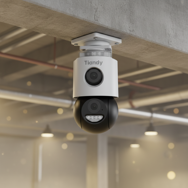 Tiandy TD-H673N 6MP Dual Lens 4G LTE PT Camera Panorama+Detail Dual Lens Outdoor IP66 50m IR Built-in Mic & Speaker DC12V