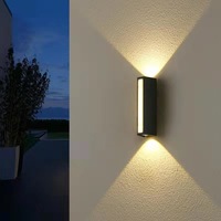 Lampu Dinding LED Outdoor Tahan Air 16W Modern, Lampu Taman Teras Pintu Depan, Aluminium Hitam, Strip Panjang, Lampu Malam Modern