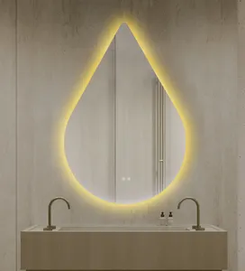 LED cermin bulat kelas atas 2024, cermin mandi Modern perak kustom