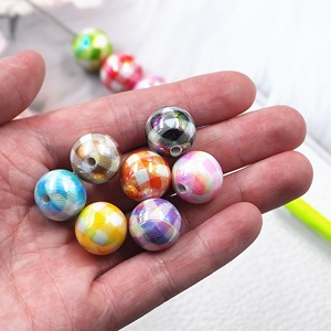 Yeni 15mm renkli akrilik yuvarlak dağınık boncuklar DIY el yapımı malzeme bilezik kolye aksesuarları için - Product Image 4
