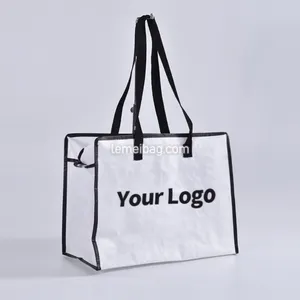 Custom large shopping tote bag pp non woven zip bag with zipper