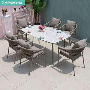Wholesale Modern 4-Seater Aluminium Rattan <b>Bistro</b> Set Metal Outdoor Dining Patio Lounge Furniture Garden <b>Table</b> and Chairs - Product Image 5