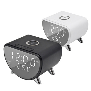 15W Nhanh Chóng Không Dây Sạc Đứng Trạm 3-Trong-1 Điện Thoại Từ Tính Sạc Gương Đèn Đồng Hồ Báo Thức Cảm Ứng Điều Khiển Nhiệt Kế Nhựa - Product Image 1