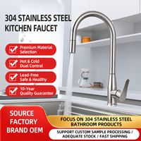 Grifo de Cocina de Diseño Moderno con Rociador Extraíble de Arco Alto, Cuerpo Cónico de Acero Inoxidable Cepillado para Cocina Moderna, Proveedor Mayorista