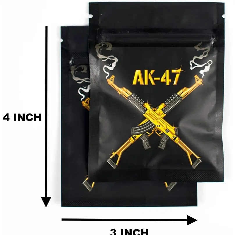 カスタム印刷ロゴAK47平底ジッパーマイラー包装袋
