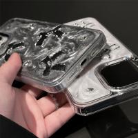 Coque de téléphone en TPU souple antichoc pour 15, design 3D diamant brillant, mode, paillettes argentées, colle papillon, étuis de téléphone portable