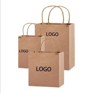 Sacs de courses en papier kraft brun recyclables avec logo imprimé personnalisé - Product Image 2