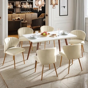 <span class=keywords><strong>Sedie</strong></span> <span class=keywords><strong>da</strong></span> <span class=keywords><strong>Pranzo</strong></span> Imbottite in Sherpa Bianco Tessuto Bouclé Crema per Decorazione di Nozze con Supporto per Gomiti e Schienale per Cucina - Product Image 3