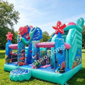 Château gonflable commercial combiné avec toboggan, thème sirène <span class=keywords><strong>de</strong></span> l'océan, avec souffleur - Product Image 2