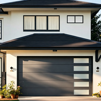 Porte de garage sectionnelle en aluminium en gros avec verre trempé de 8 mm, porte de garage moderne en acier galvanisé pour villa, conception gratuite en option