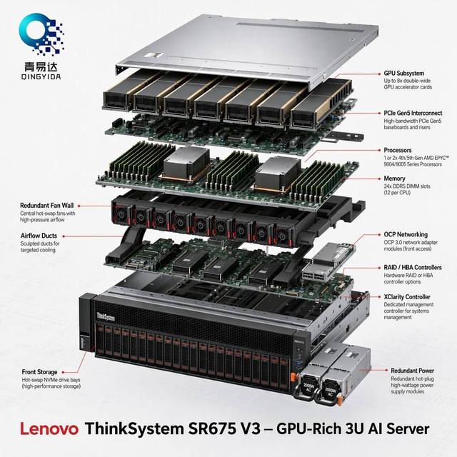 Len Ovo Thinksystem Sr675 V3 AMD Epyc 3U Rack Server in Stock