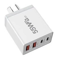 Avustralya Standartlarında 55W Çoklu Portlu USB Şarj Cihazı, Çift PD Portları (Her Biri 20W), 4 Şarj Çıkışı, Hızlı Şarj, PVC