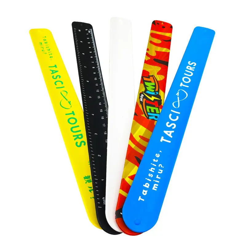 Publicidad regalo promocional fabricante logotipo personalizado a todo Color código QR Slap Snap goma PVC silicona Slap pulsera pulseras