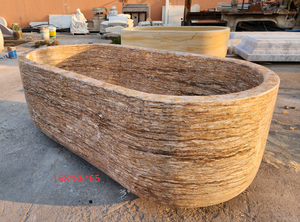 Luxury Custom-made Modern Bathtubs Exclusive French Gold Travertine Freestanding Soaking Bathroom Vila Hotel Home House - Product Image 2