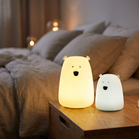 Lampe d'ambiance portable rechargeable en silicone en forme d'ours pour chambre d'enfant, à intensité variable, tactile, personnalisable, avec port USB – Cadeau idéal