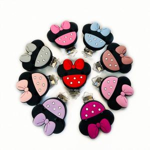 Chupetero de Silicona de Grado Alimenticio con Clip, Diseño de Minnie, Libre de BPA, para Bebés, 9 Colores, Venta al Por Mayor - Product Image 1