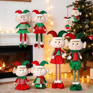 Wholesale <b>Animated</b> Modern Christmas Elf Doll Ornaments Retractable Standing for Home Office Window Decoration - Product Image 1