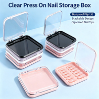 Boîte carrée en plastique SUNSHING pour faux ongles à presser, vide, faite à la main, étui de rangement pour ongles artificiels, boîte transparente à charnière