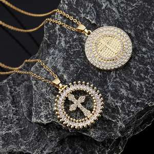 Micro Paved Sparkling Hip-Hop Style Titanium Steel Clavicle <b>Chain</b> Rhinestone Necklace for Men Full Zircon Cross Charm Necklace - Product Image 2