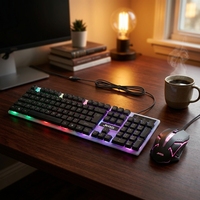 Clavier et souris de jeu filaires OEM personnalisés, prix d'usine, 104 touches, rétroéclairage LED RGB anglais, ensemble pour ordinateur de bureau