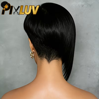 Perruque courte bob en cheveux humains, perruque coupe pixie sans colle, fournisseurs de perruques en cheveux humains, vente en gros, perruques lisses fabriquées à la machine, cheveux indiens bruts