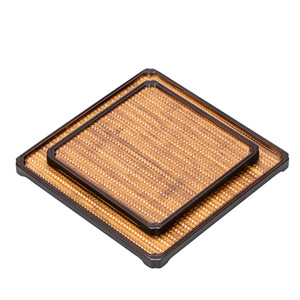 Ensemble de plateaux <span class=keywords><strong>en</strong></span> <span class=keywords><strong>bambou</strong></span> écologiques pour la maison, motif tapis, support à thé créatif, assiette de service, style américain, cadeau d'affaires BSTW - Product Image 5